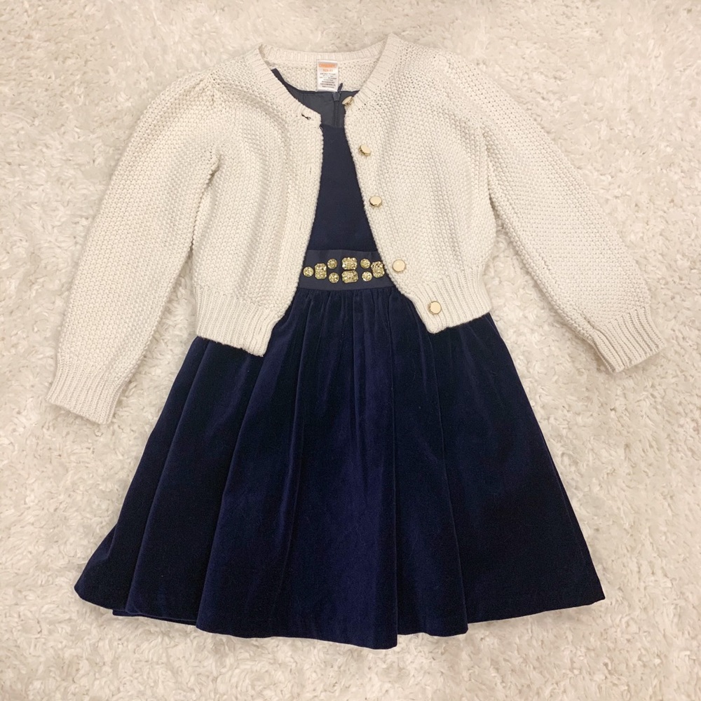 Blue Gymboree Dress and Cream Cardigan